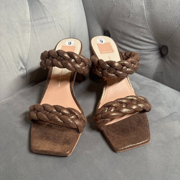 Dolce Vita Metallic Bronze Braided Block Heel Sandals – Women’s Size 9 - Picture 3 of 10